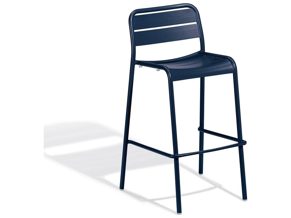 Kapri Aluminum Stackable Patio Bar Chair in Prussian