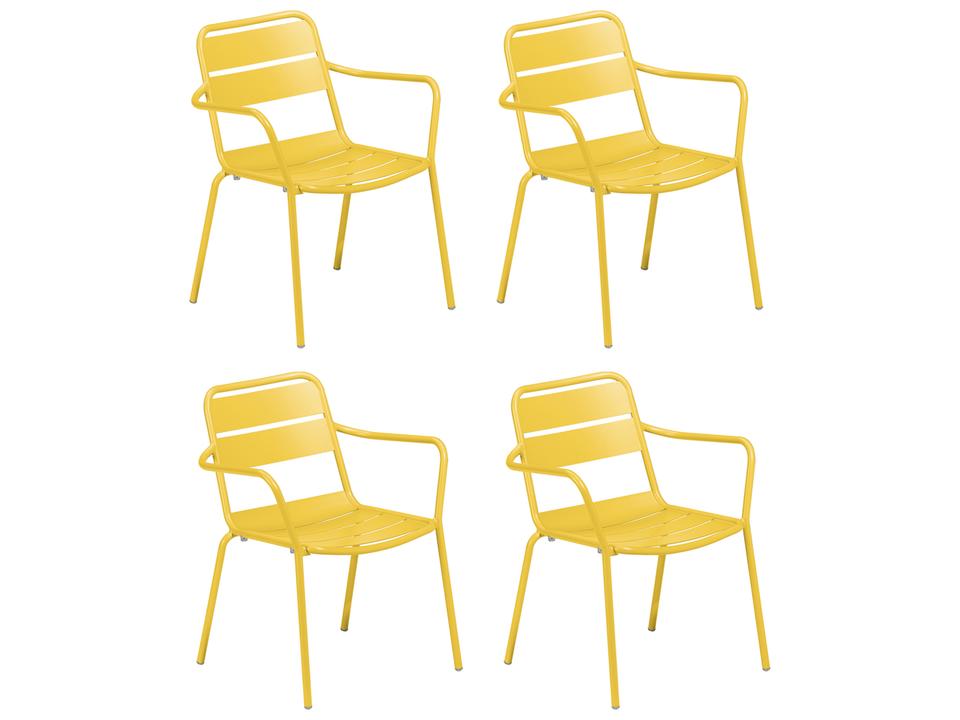 Kapri Aluminum Saffron Stackable Outdoor Patio Dining Arm Chair Set of 4