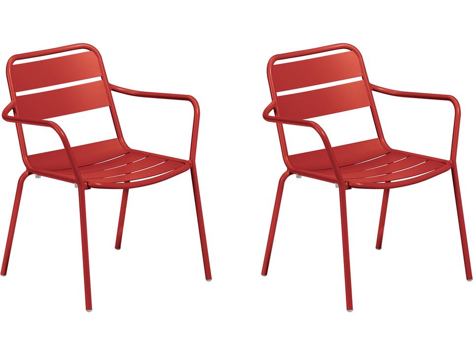 Kapri Aluminum Venetian Stackable Outdoor Dining Arm Chair Set of 2