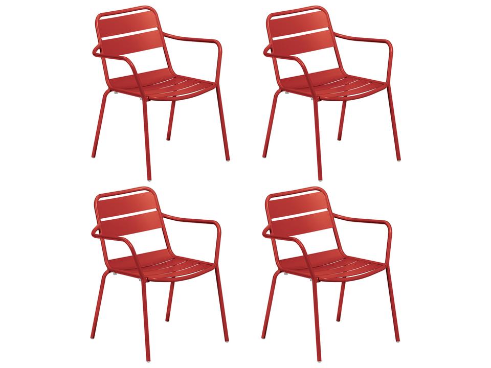 Kapri Aluminum Venetian Stackable Outdoor Patio Dining Arm Chair Set of 4
