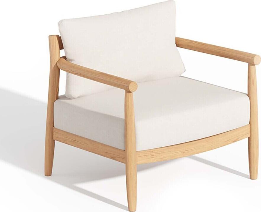 Lido Teak Lounge Chair with Bliss Linen Sunbrella Cushions in Natural