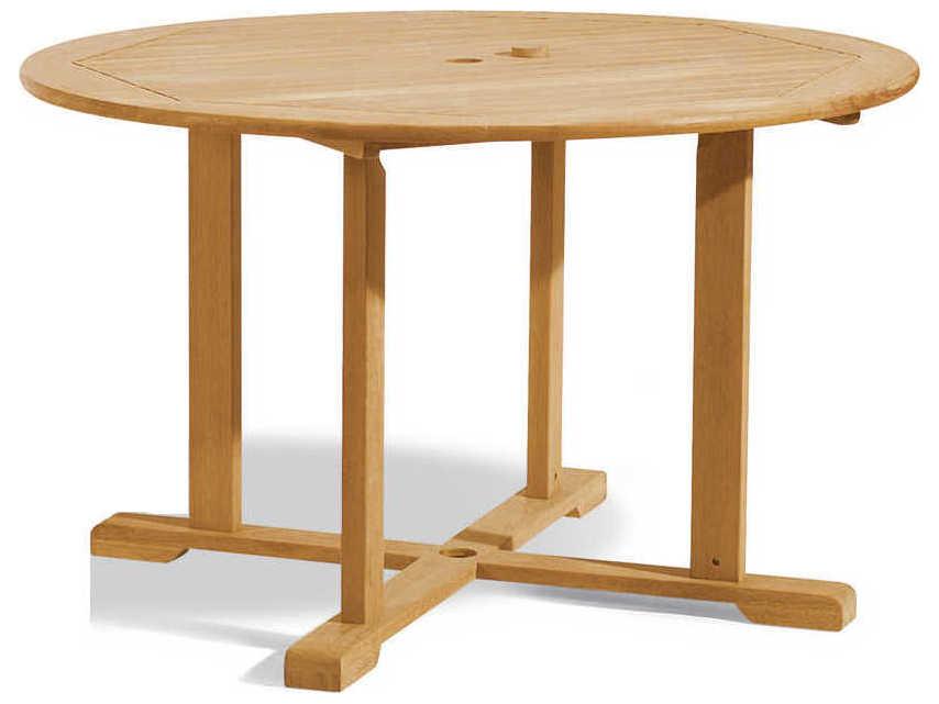 Oxford Teak 47 Inch Round Dining Table with Umbrella Hole