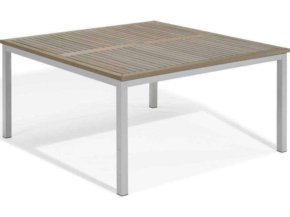 Travira 60-Inch Square Dining Table with Tekwood Top and Umbrella Hole