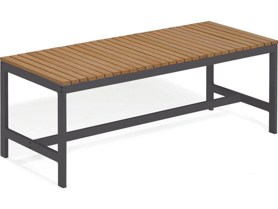 Travira 48-Inch Backless Bench with Carbon Aluminum and Natural Tekwood