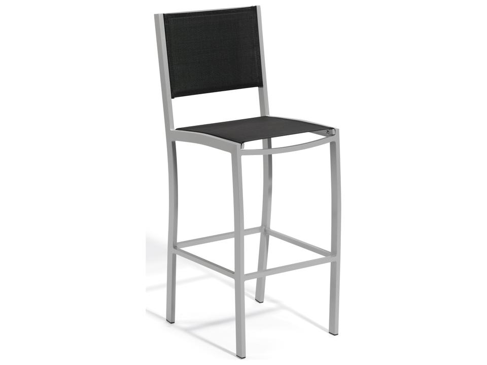 Travira Backless Bar Stool with Natural Sling in Flint
