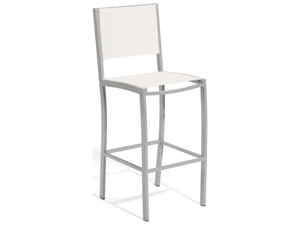 Travira Aluminum Flint Stackable Patio Bar Chair with Natural Sling