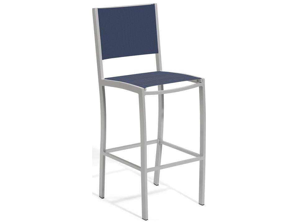 Travira Outdoor Bar Stool with Ink Pen Sling and Flint Frame