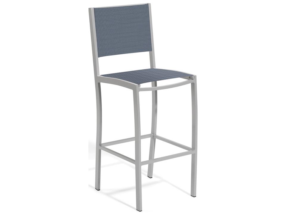 Travira Aluminum Flint Stackable Outdoor Bar Chair with Titanium Sling