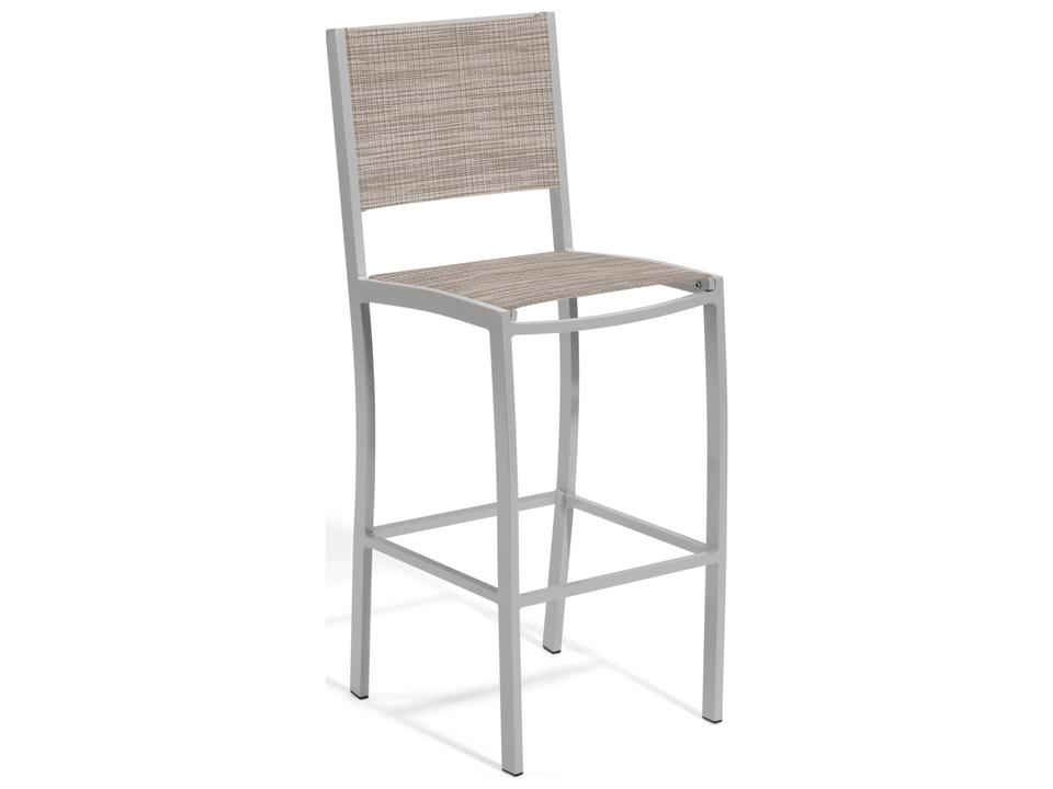Travira Aluminum Flint Stackable Patio Bar Chair with Bellows Sling