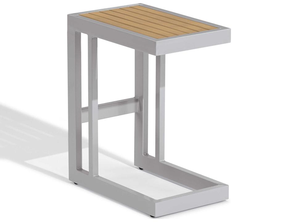Travira Square End Table Natural Tekwood Top Flint Aluminum