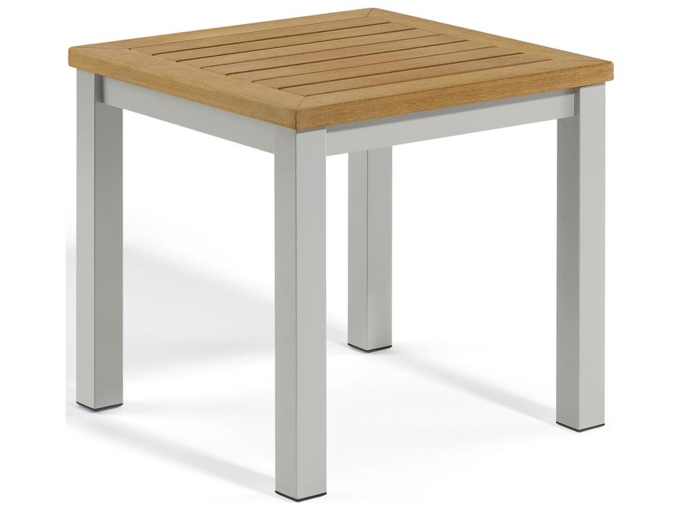 Travira 18-Inch Square Tekwood End Table in Flint