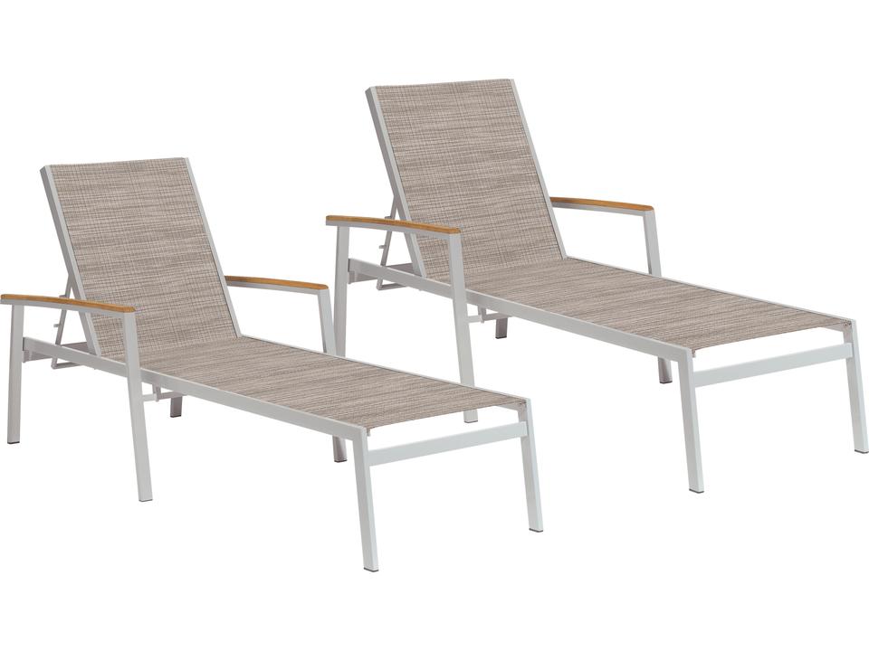 Travira Aluminum Flint Stackable Patio Chaise Lounge with Bellows Sling Set of 2