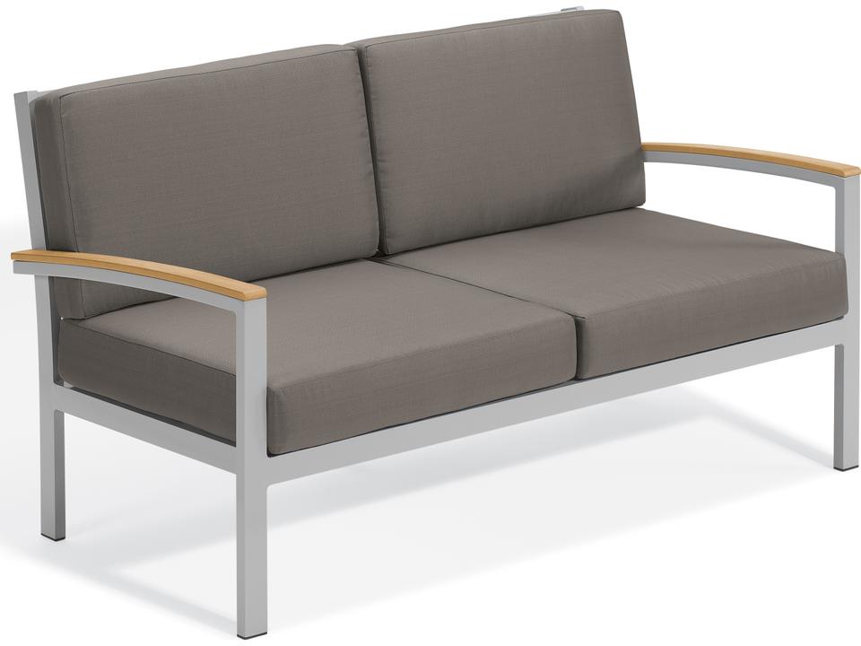 Travira Aluminum Flint Patio Loveseat with Stone Cushions