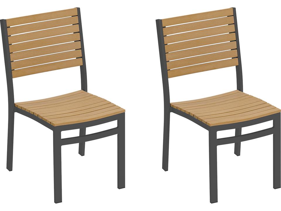 Travira Aluminum Carbon Stackable Outdoor Patio Dining Side Chair Set of 2