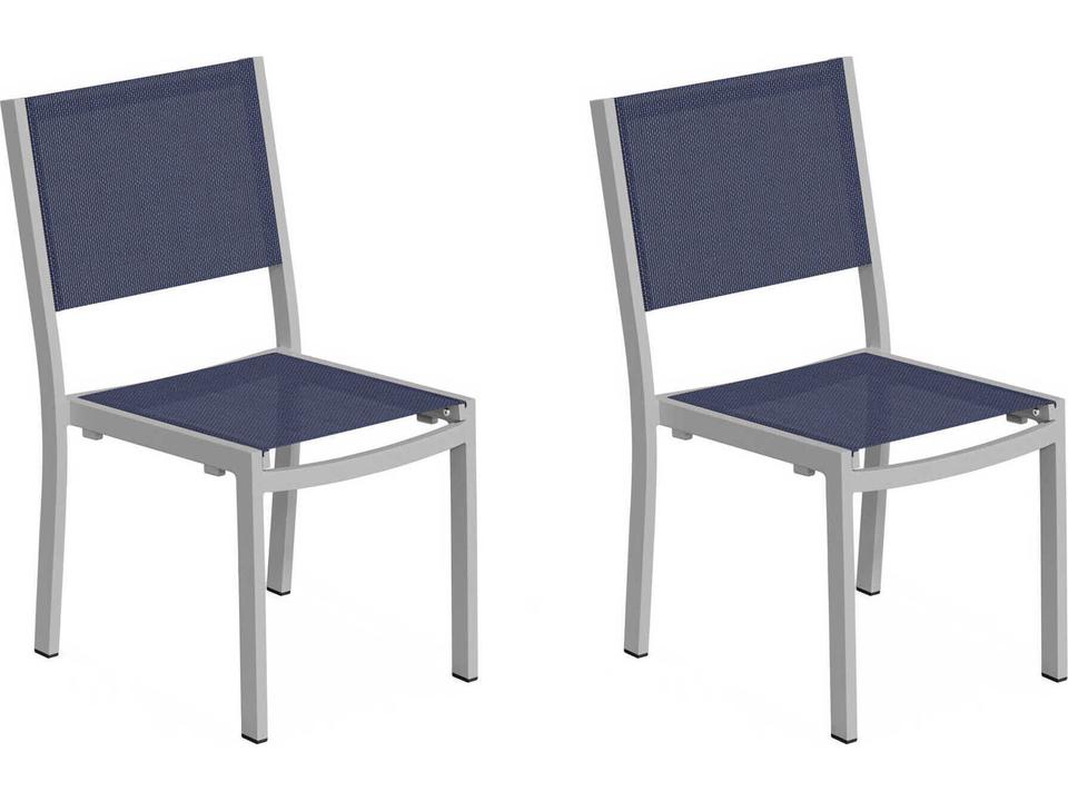 Travira Aluminum Flint Outdoor Patio Dining Side Chair with Ink Pen Sling Set of 2