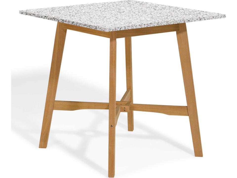 Wexford Square Shorea Wood Outdoor Bar Table with Umbrella Hole Natural Finish