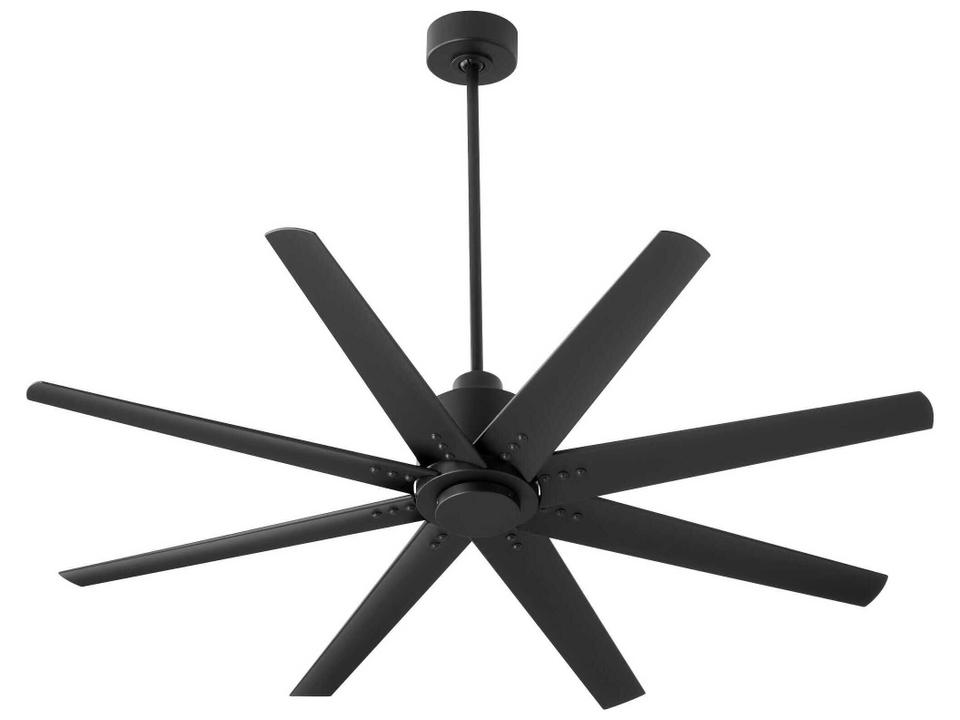 Fleet 56-Inch 8-Blade Damp Rated Ceiling Fan in Black with Remote
