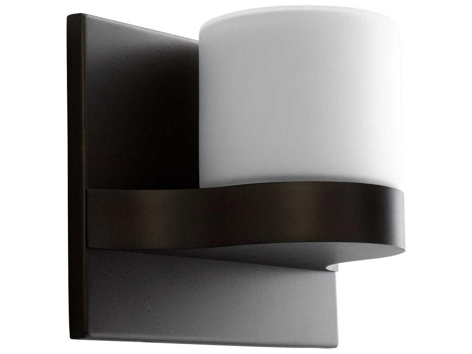 Olio 1-Light Wall Sconce in Matte Opal Glass and Oiled Bronze