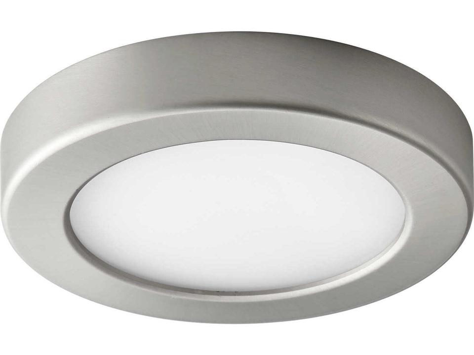 Elite 1-Light LED Outdoor Flush Mount in Satin Nickel and Matte White Acrylic