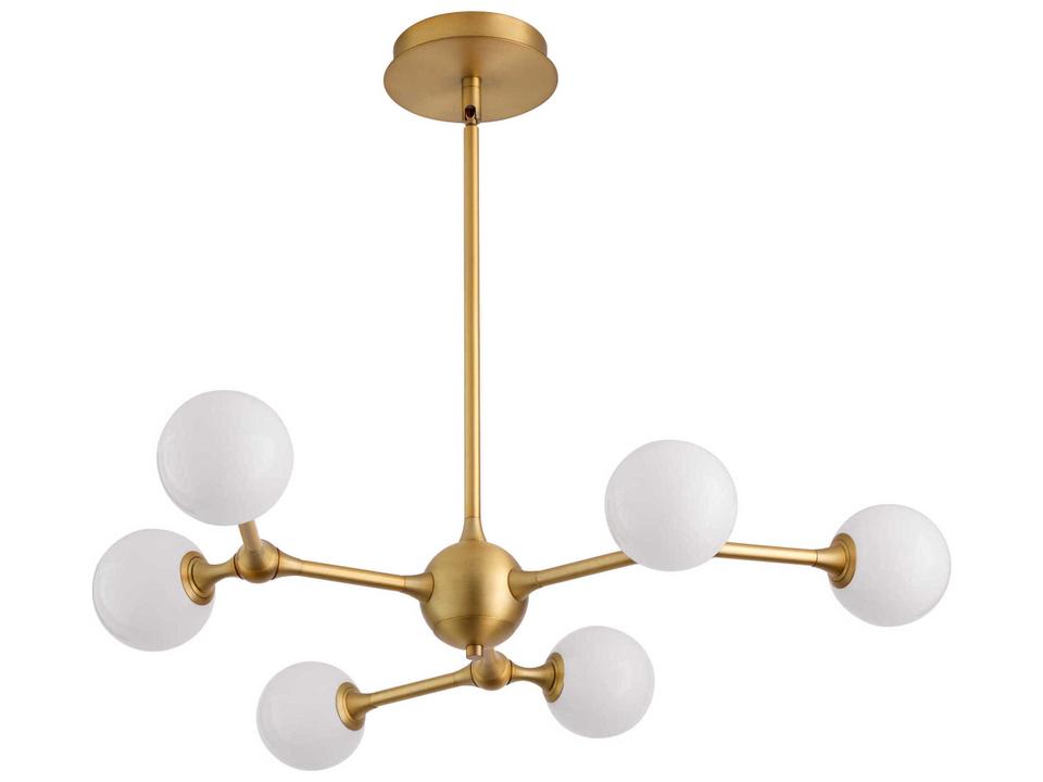 Orbe 6-Light Brushed Brass Globe Sputnik Chandelier