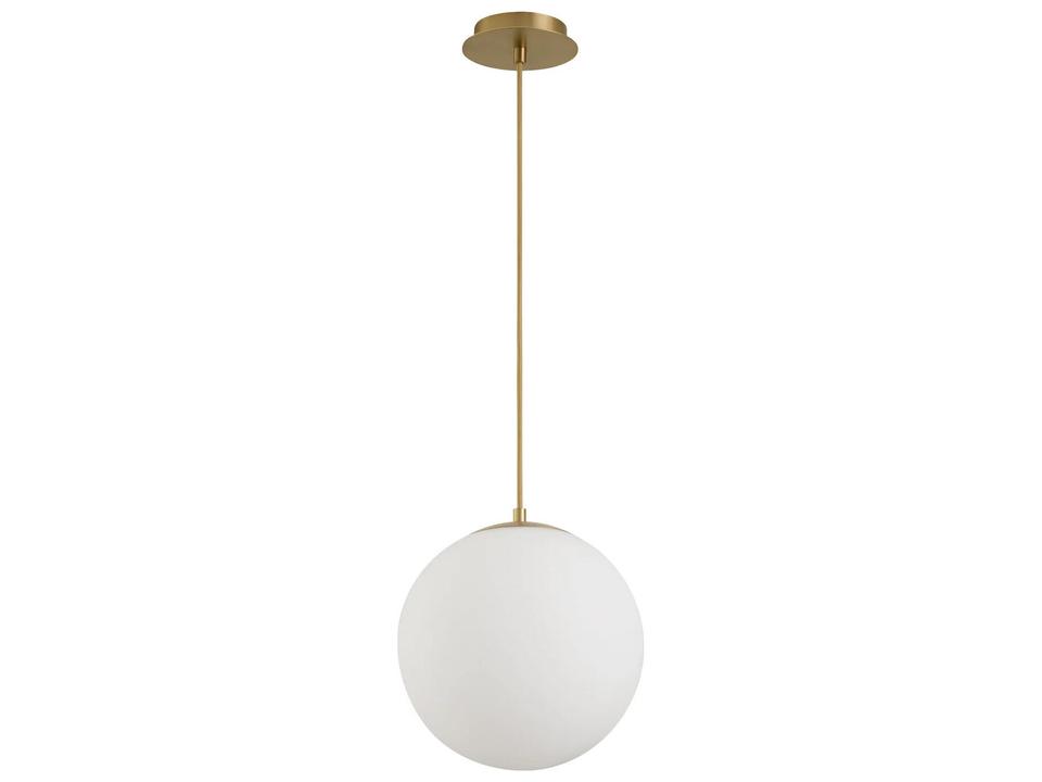 Luna 1-Light Globe LED Pendant in Aged Brass with Matte White Glass