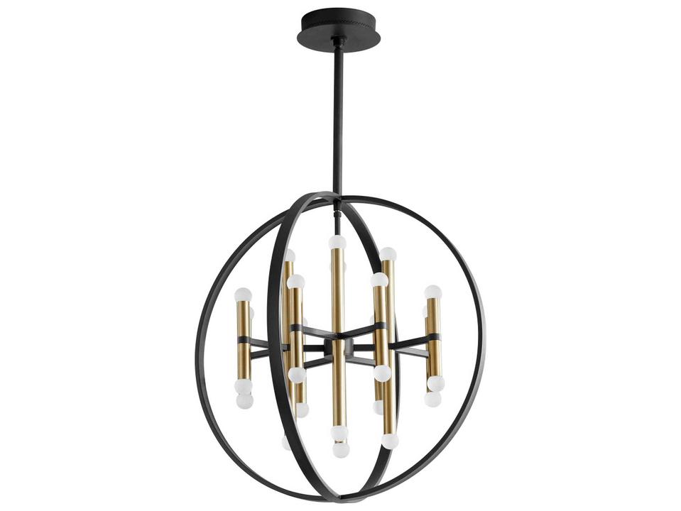 Nero 24-Light Linear Chandelier in Black and Aged Brass