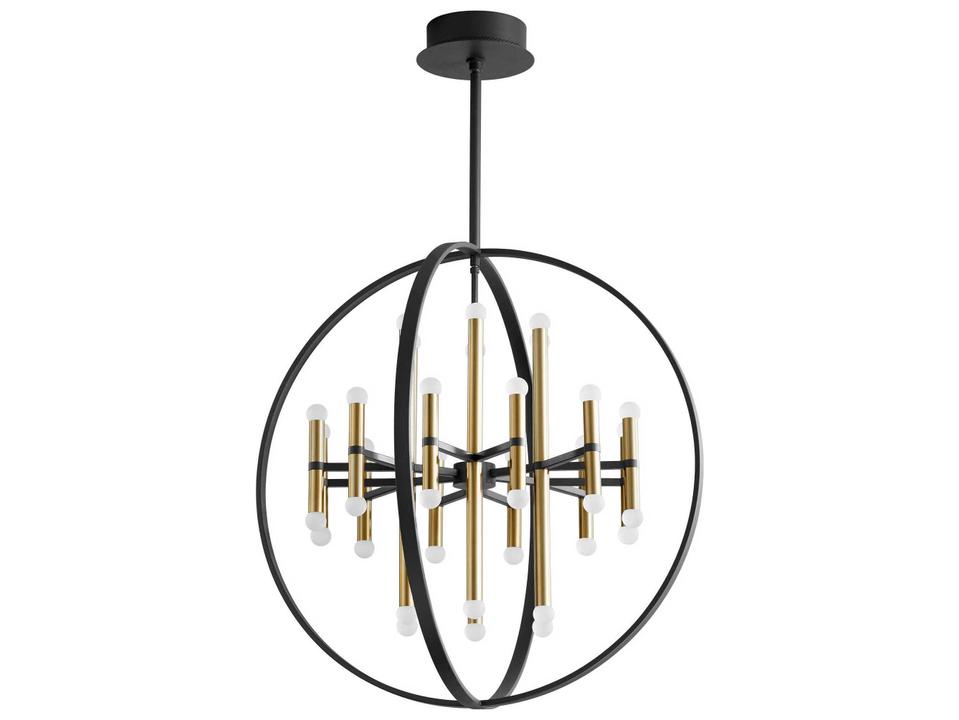 Nero 24-Light Black and Aged Brass Linear Chandelier