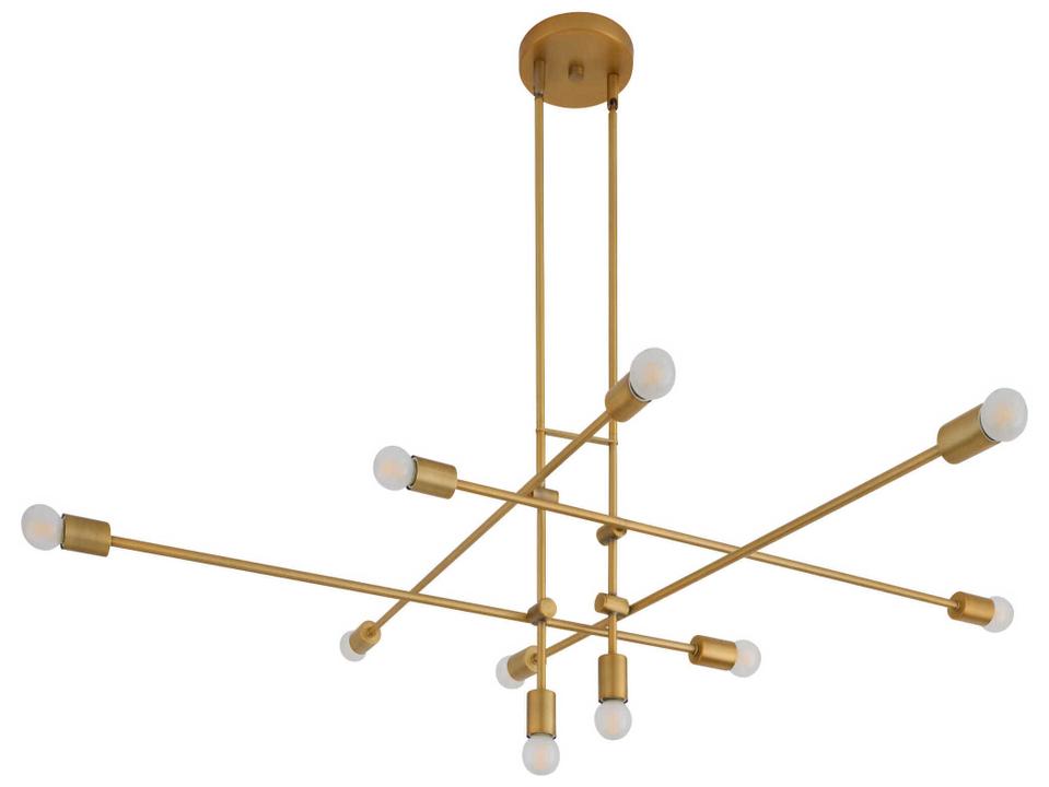 Mika 10 Light Linear Chandelier in Brushed Brass and Steel