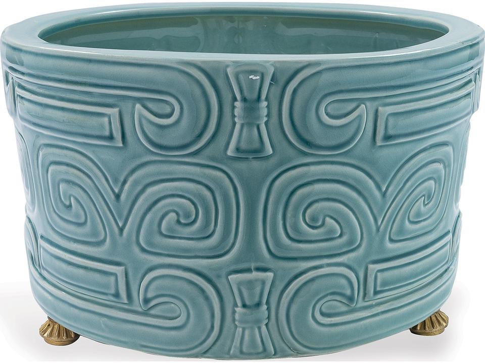Dynasty Celadon Decorative Center Basin with Brass Feet