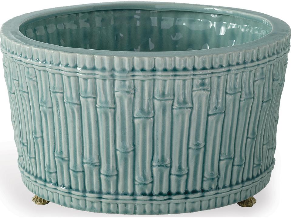 Bamboo Garden Celadon Center Basin with Brass Feet