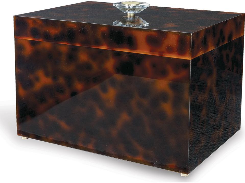 Milan Tortoise Decorative Box with Brass Accents