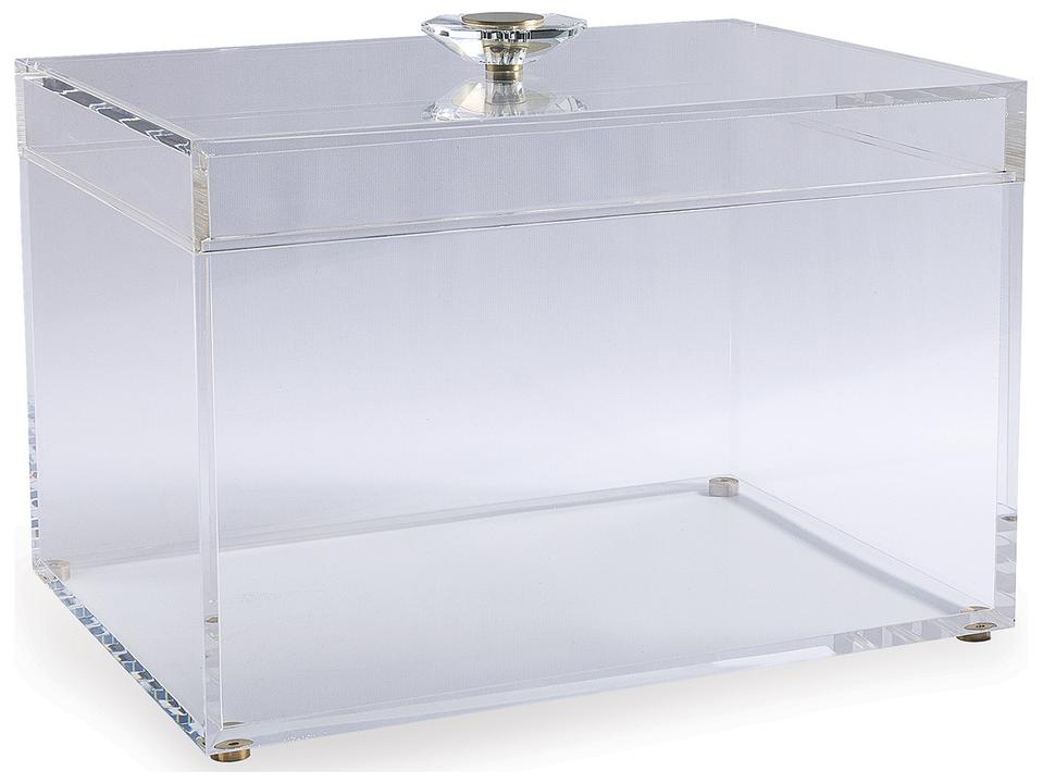 Milan Clear Acrylic Decorative Box with Brass Feet