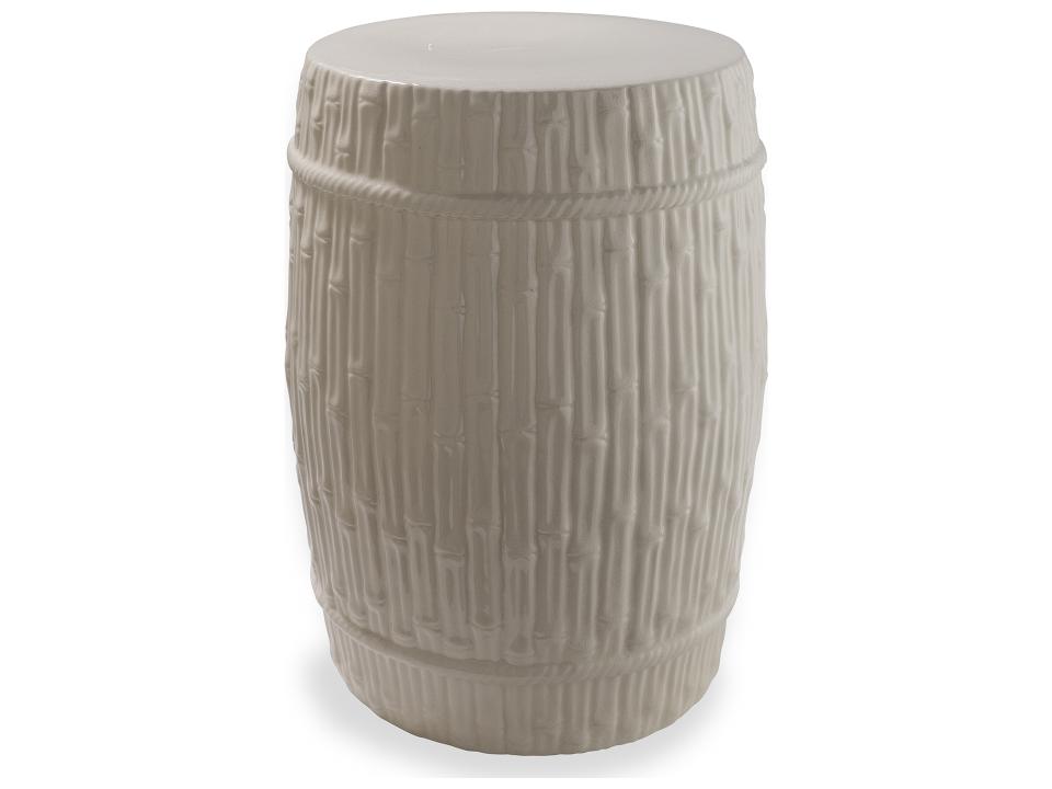 Bamboo Garden Stool Cream Glazed Porcelain Accent