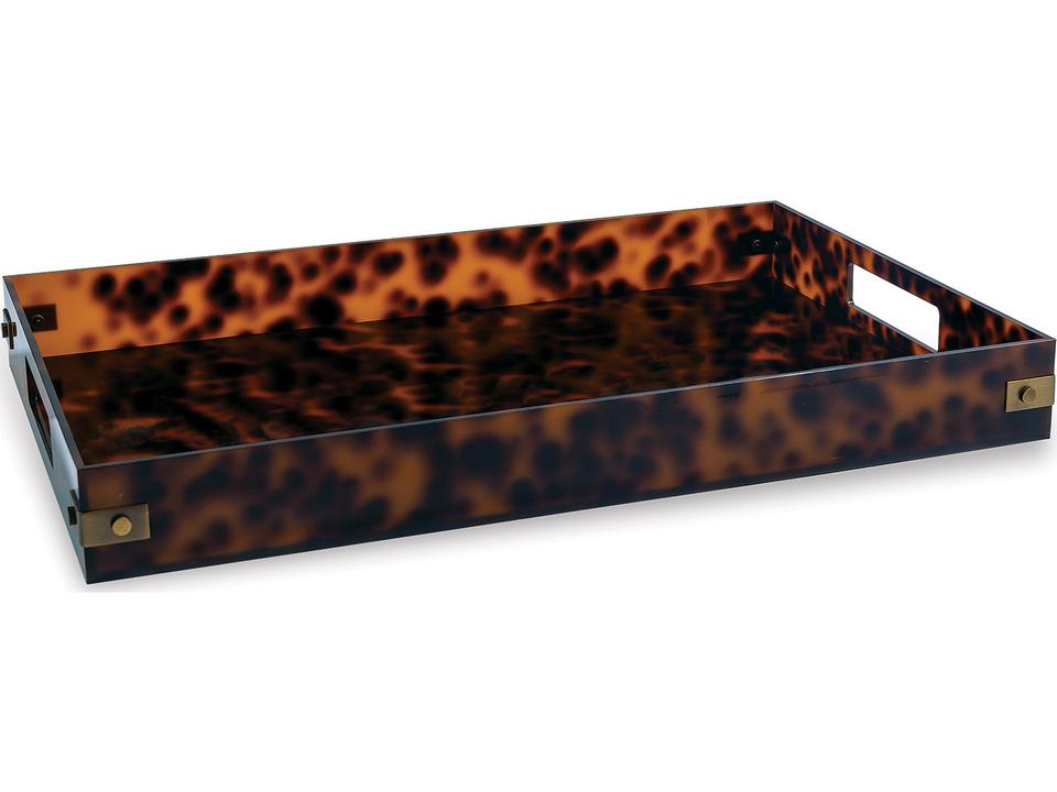 Milan Tortoise Tray with Aged Brass Hardware