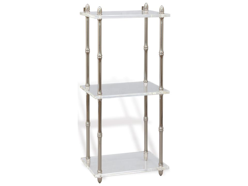 Carmel 3-Tier Nickel and Lucite Accent Shelf