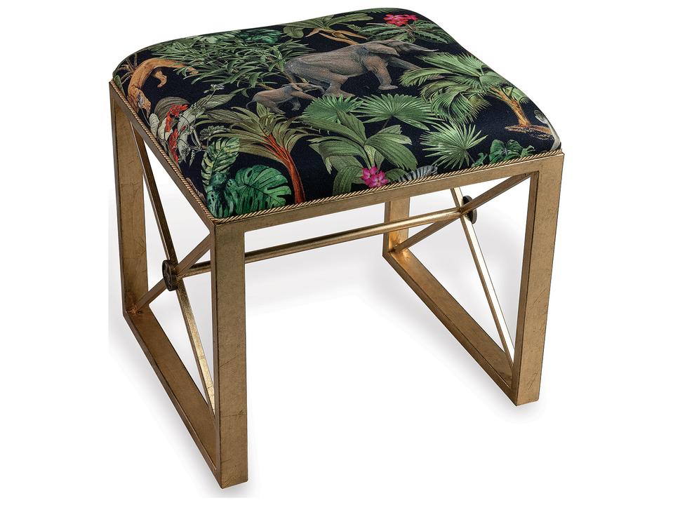 Medallion Gold Single Safari Bench with Elephant Motif