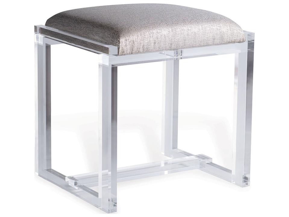Glencoe Lucite Bench with Sketch Silver Upholstery