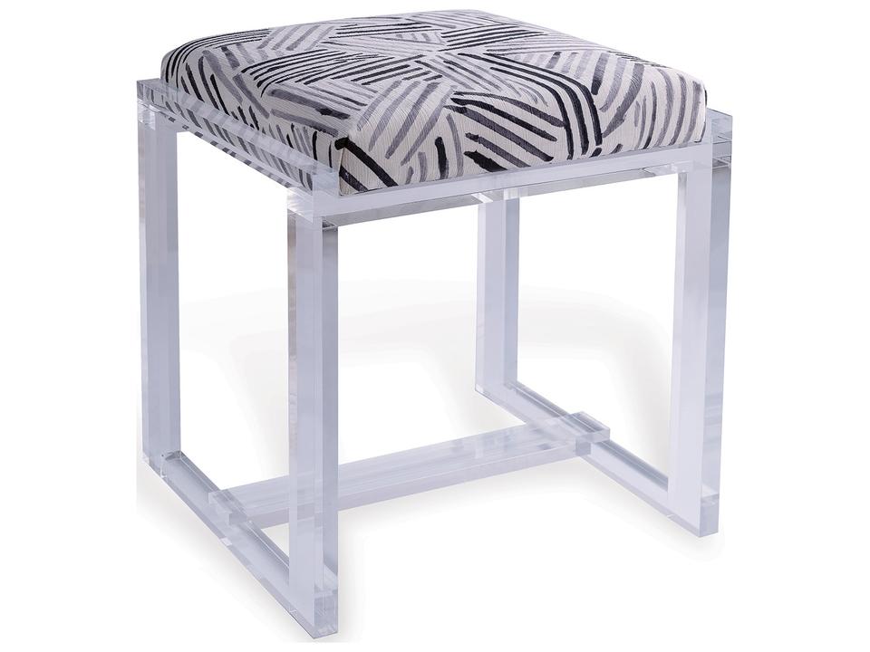 Glencoe Lucite Bench with Glacometti Geometric Upholstery