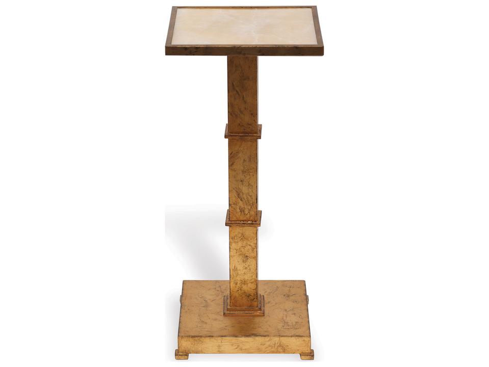 Blake Gold Metal Accent Table with Marble Top 23 Inch Height