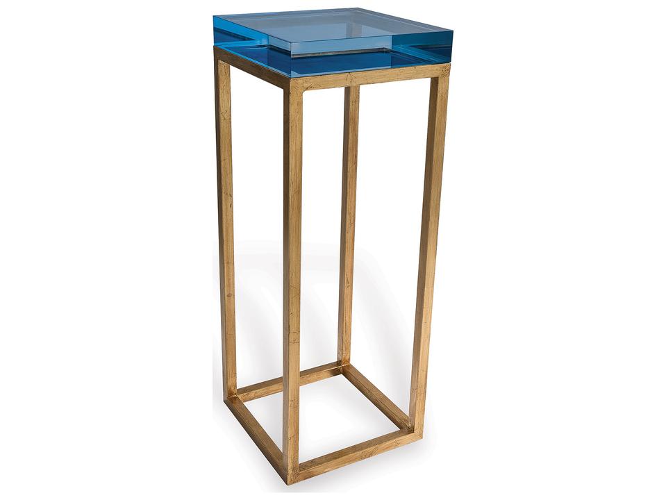 Blake Brass and Crystal Square Accent Table with Lucite Top