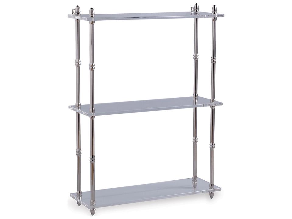 Carmel Wide Nickel Shelf with Three Lucite Shelves