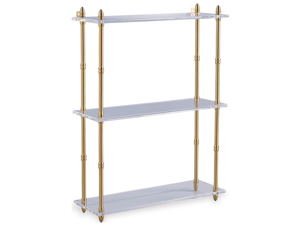 Carmel Brass Wide Shelf with Lucite Shelves