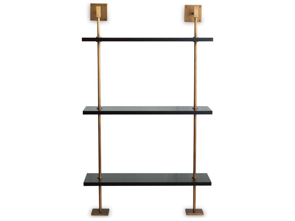 Marais 3-Tier Wall Shelf in Black and Aged Brass 36 Inch Wide