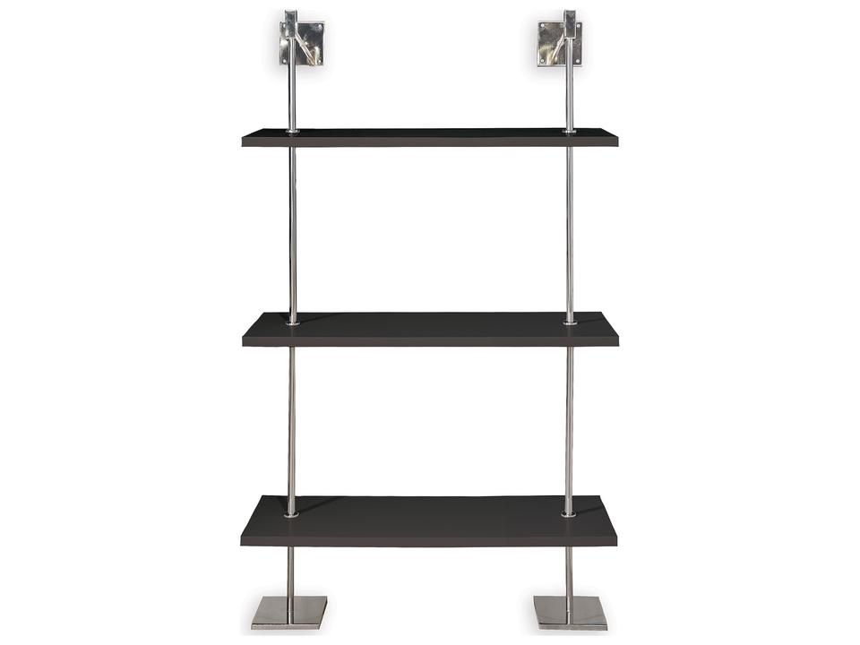 Marais 3-Tier Bookcase Black Nickel Metal Wood Shelf