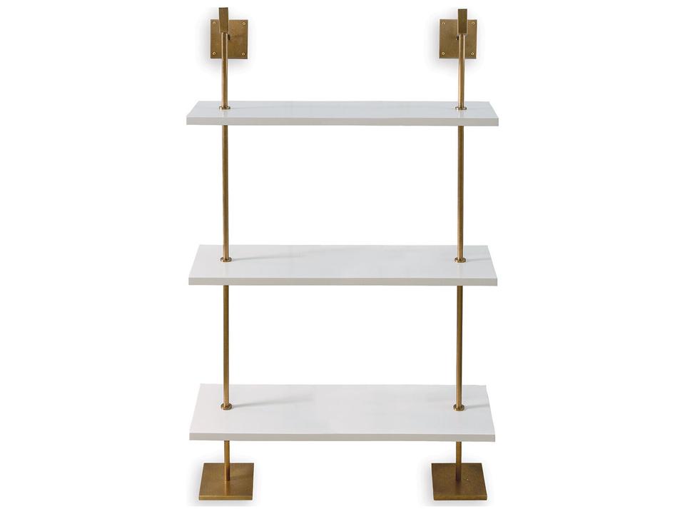 Marais 3-Tier Shelf in White and Aged Brass 36-Inch