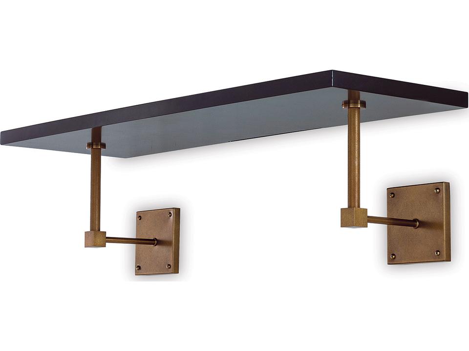 Billy Black Wall Shelf with Aged Brass Knurled Hardware