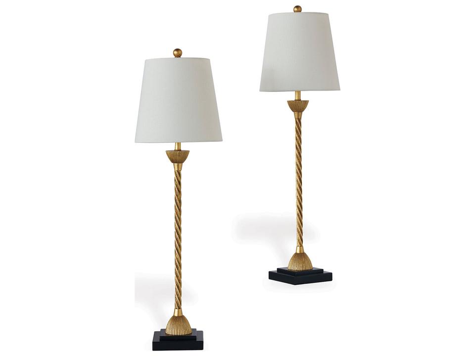 Delfern Gold Buffet Table Lamp Set of 2 with Cream Linen Shades