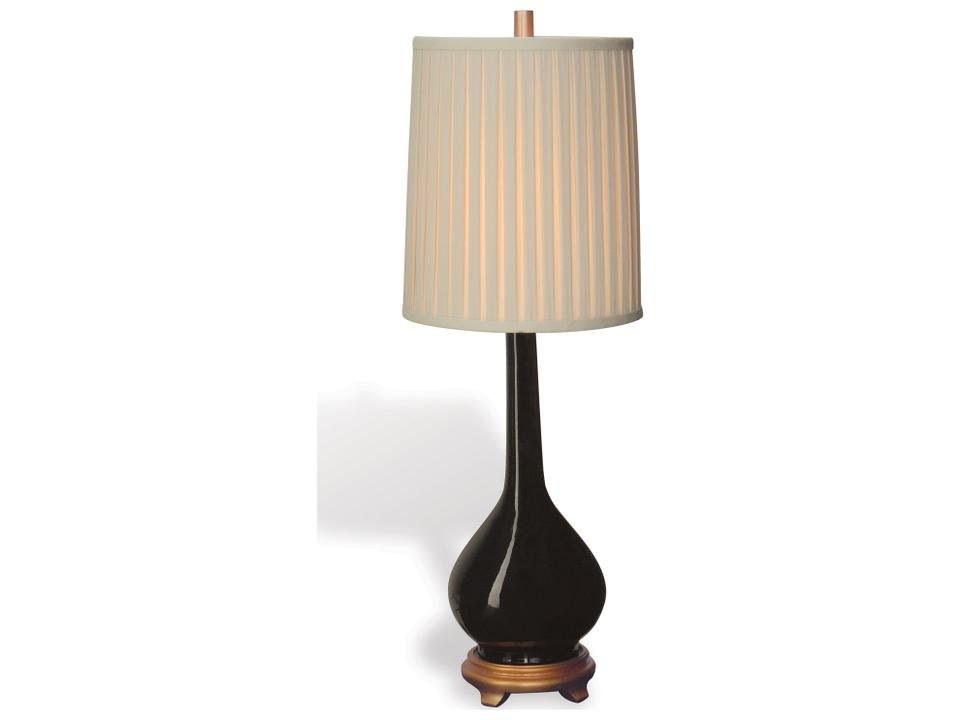 Daniel Black Porcelain Table Lamp with Honey Beige Shade