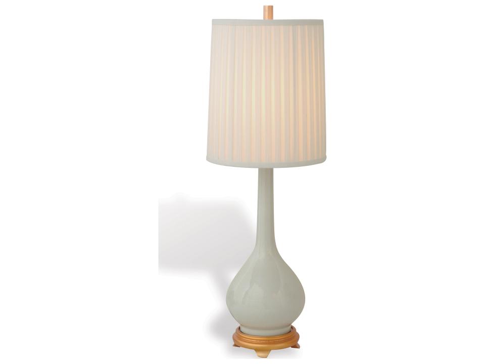 Daniel White Porcelain Table Lamp with Gold Leaf Base