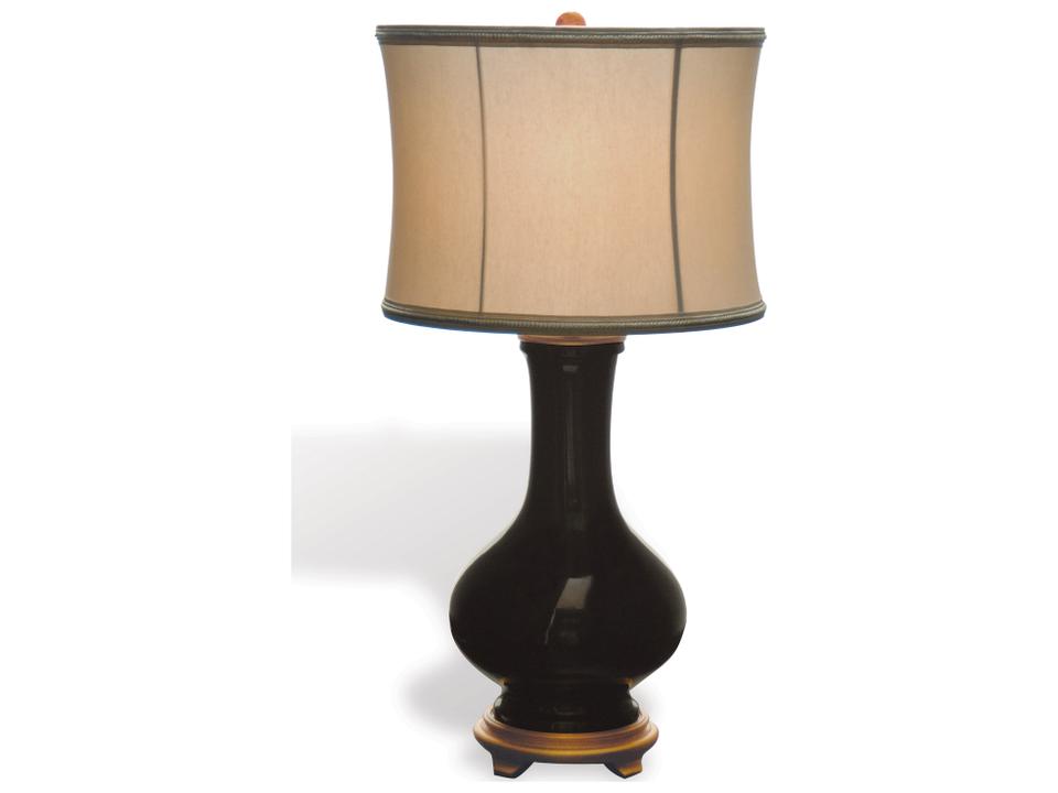 Dorothy Black Porcelain Table Lamp with Gold Leaf Wood Base